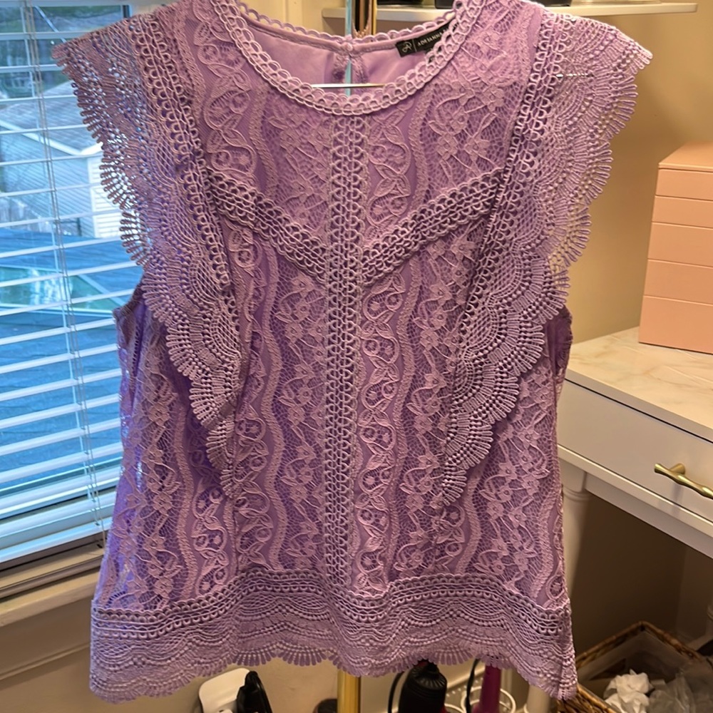 NEW | Adrianna Papell | Cap-Sleeve Lace Top